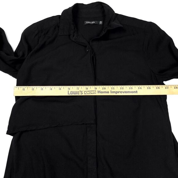 OBEY Asymmetrical Button Front Long Sleeve Mini Shirt Dress in Black Womens XS - Picture 3 of 8